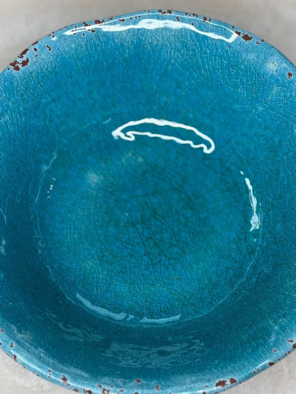 Pier 1 Imports Carmelo Blue Melamine Crackle Glaze Distressed Large Bowl-NWT